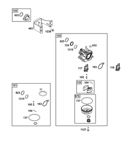 Carburetor Group Diagram and Parts List for 09P702-0297-F1 020000 - 09Z999 Briggs and Stratton Engine